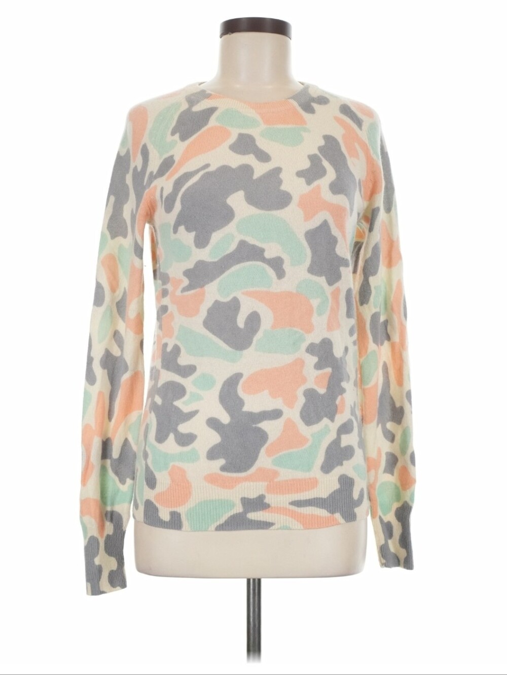 RARE Equipment 100% Cashmere Pale Camo Crew Neck Pullover Womens M Lightweight